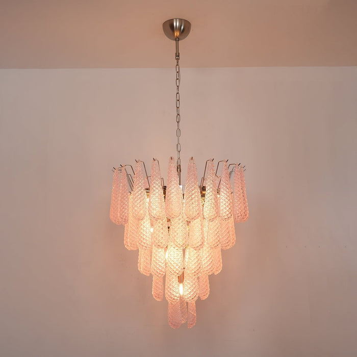Pink Glass Droplet Chandelier Vakkerlight