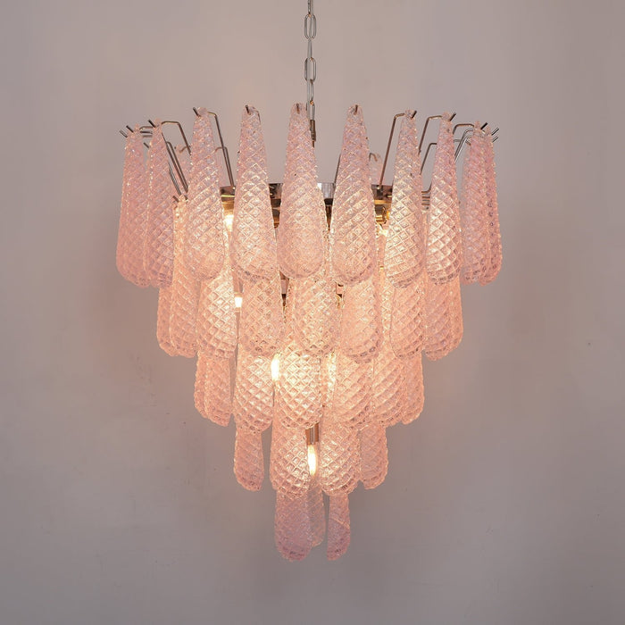 Pink Glass Droplet Chandelier Vakkerlight