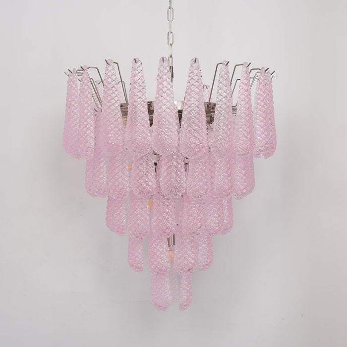 Pink Glass Droplet Chandelier Vakkerlight