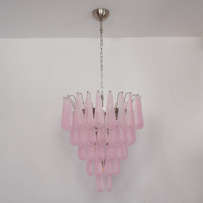 Pink Glass Droplet Chandelier Vakkerlight