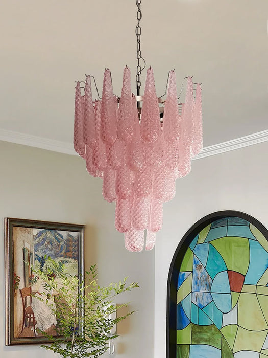 Pink Glass Droplet Chandelier Vakkerlight