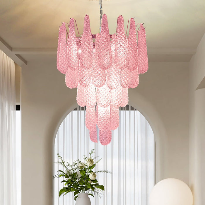 Pink Glass Droplet Chandelier Vakkerlight