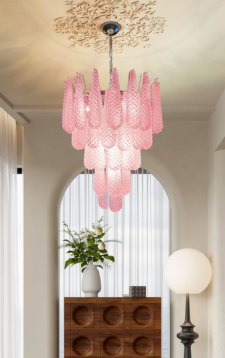 Pink Glass Droplet Chandelier Vakkerlight