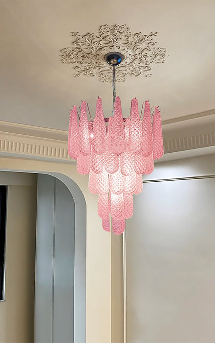 Pink Glass Droplet Chandelier Vakkerlight