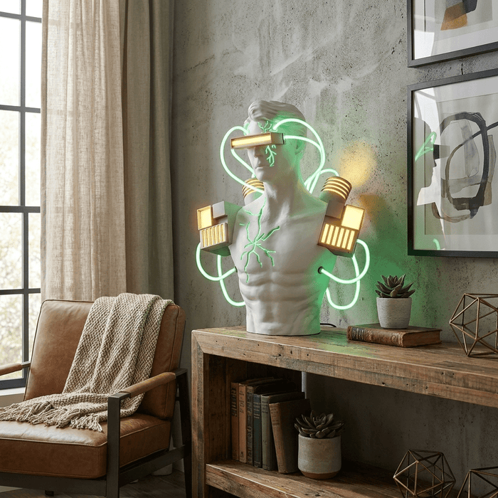 Neon Circuit Bust Sculpture Table Lamp Vakkerlight