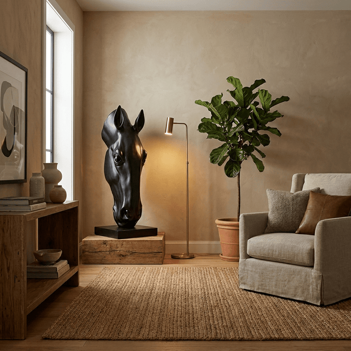 Noir Equine Head Sculpture Vakkerlight