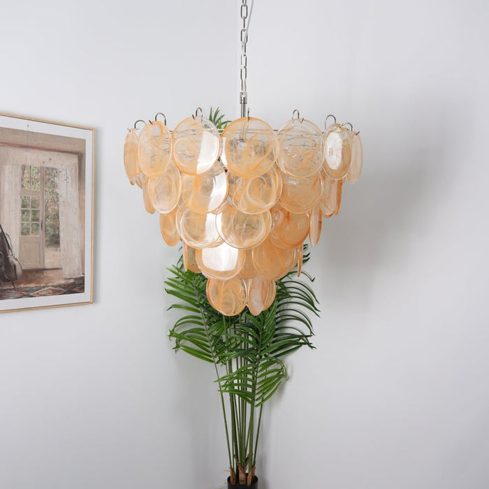 Orange Glass Disc Chandelier Vakkerlight