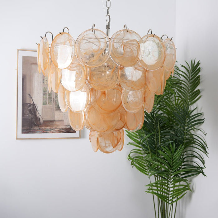 Orange Glass Disc Chandelier Vakkerlight