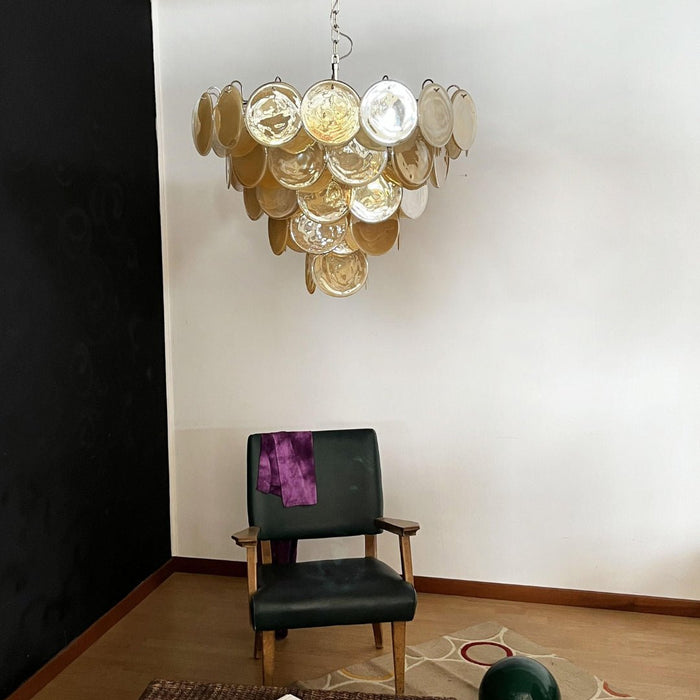 Orange Glass Disc Chandelier Vakkerlight