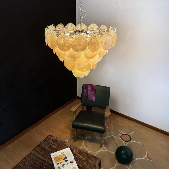 Orange Glass Disc Chandelier Vakkerlight