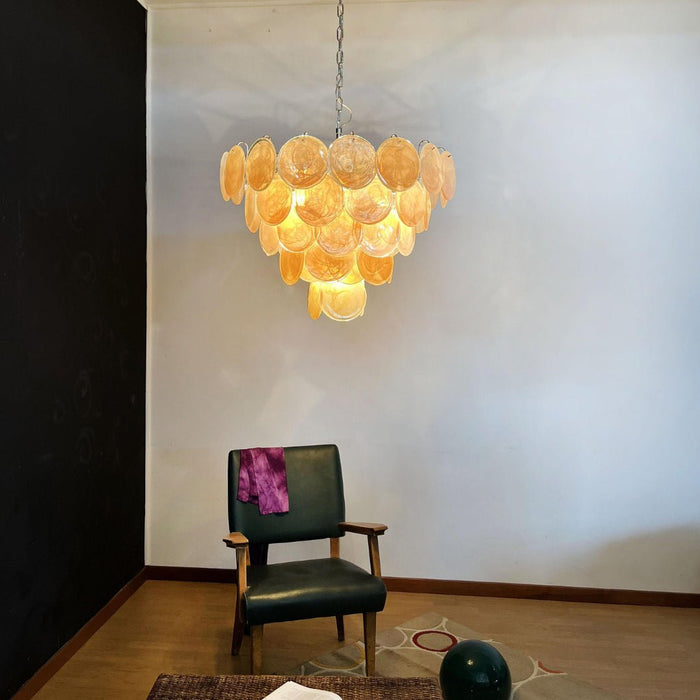 Orange Glass Disc Chandelier Vakkerlight