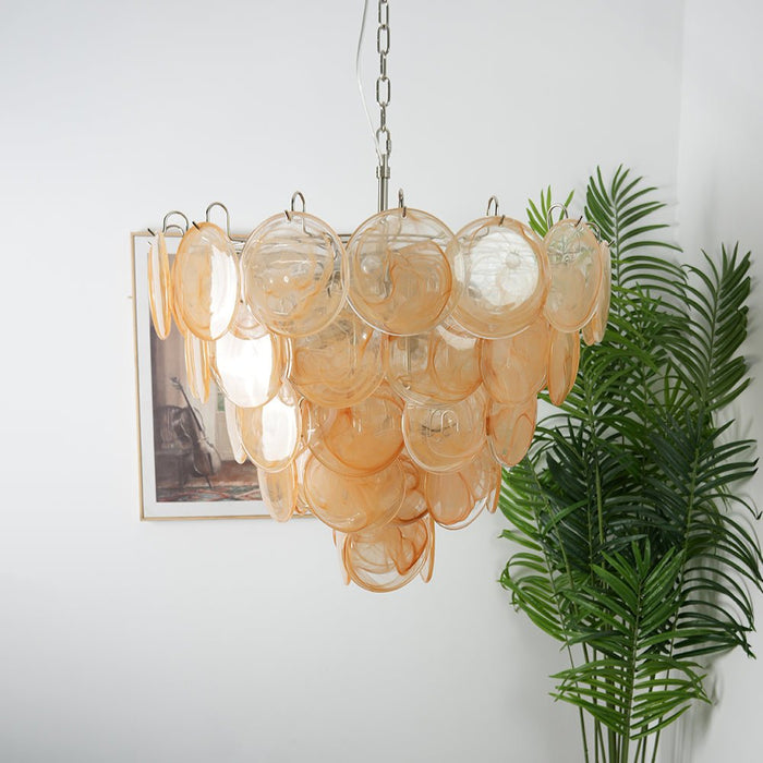 Orange Glass Disc Chandelier Vakkerlight