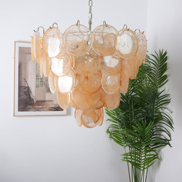 Orange Glass Disc Chandelier Vakkerlight