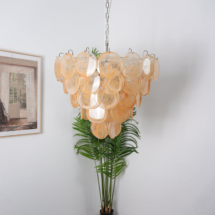Orange Glass Disc Chandelier Vakkerlight