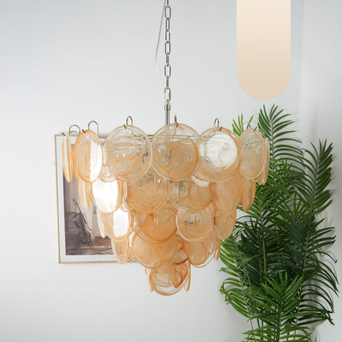 Orange Glass Disc Chandelier Vakkerlight