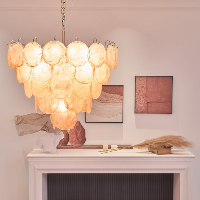 Orange Glass Disc Chandelier Vakkerlight