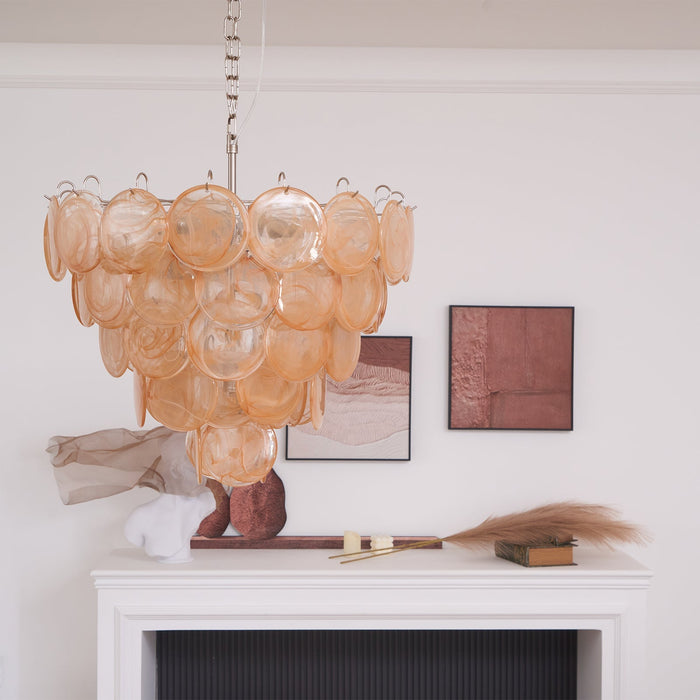 Orange Glass Disc Chandelier Vakkerlight