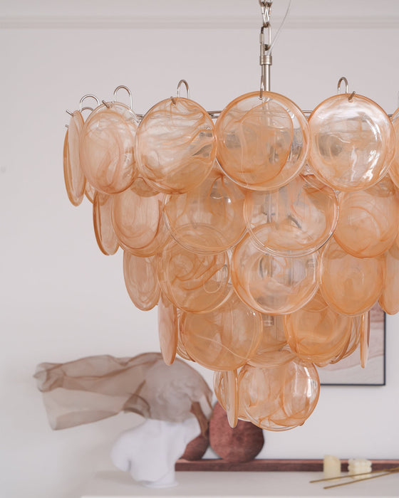 Orange Glass Disc Chandelier Vakkerlight