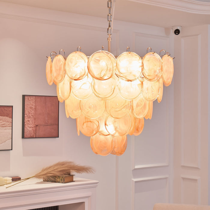 Orange Glass Disc Chandelier Vakkerlight