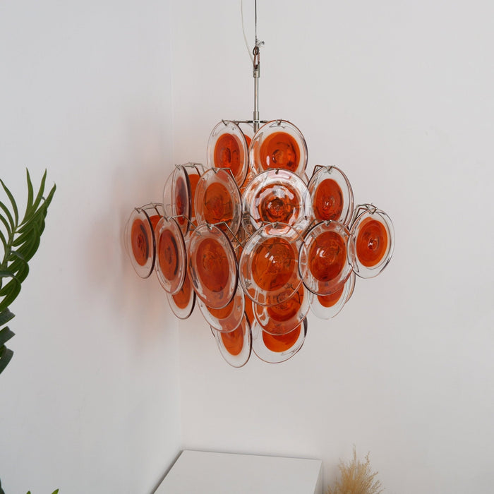 Orange Transparent Glass Disc Chandelier Vakkerlight