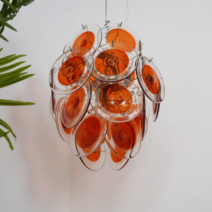 Orange Transparent Glass Disc Chandelier Vakkerlight