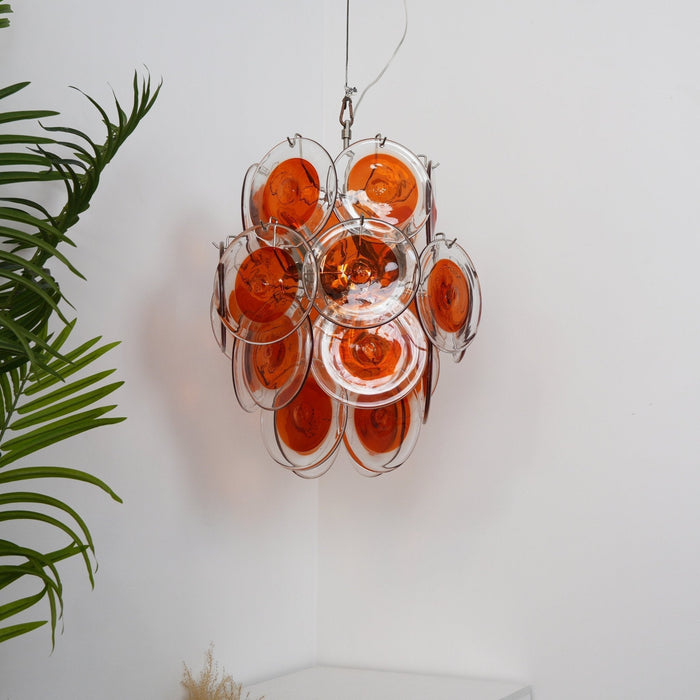 Orange Transparent Glass Disc Chandelier Vakkerlight