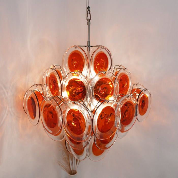 Orange Transparent Glass Disc Chandelier Vakkerlight