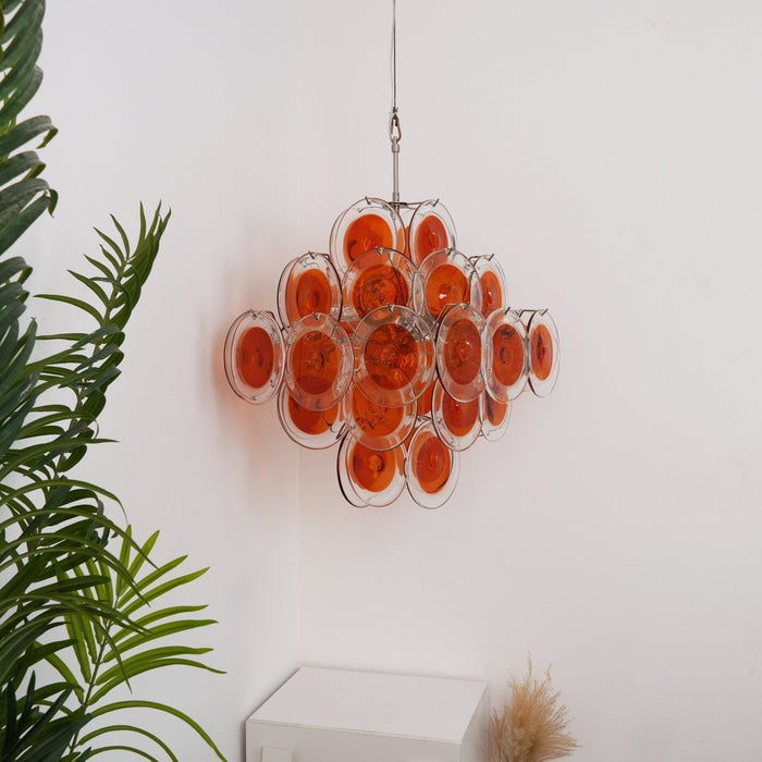 Orange Transparent Glass Disc Chandelier Vakkerlight