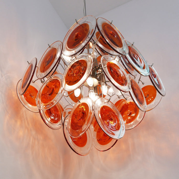 Orange Transparent Glass Disc Chandelier Vakkerlight