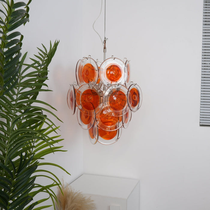 Orange Transparent Glass Disc Chandelier Vakkerlight
