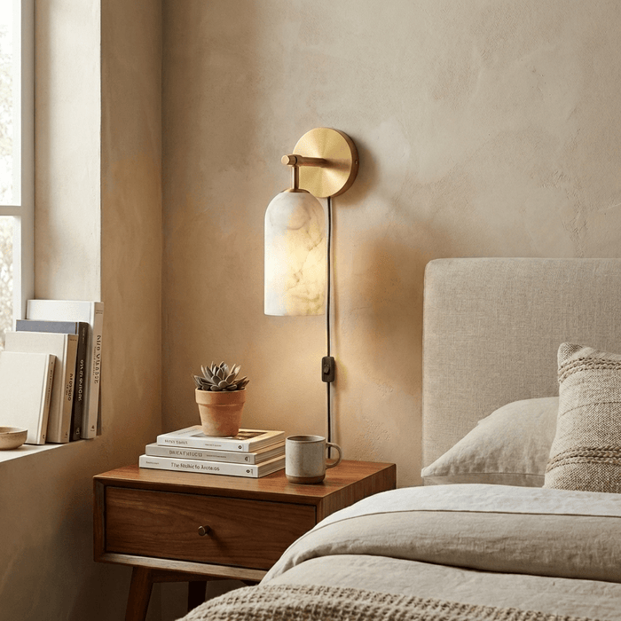 Pillar Alabaster Plug-in Wall Sconce Vakkerlight