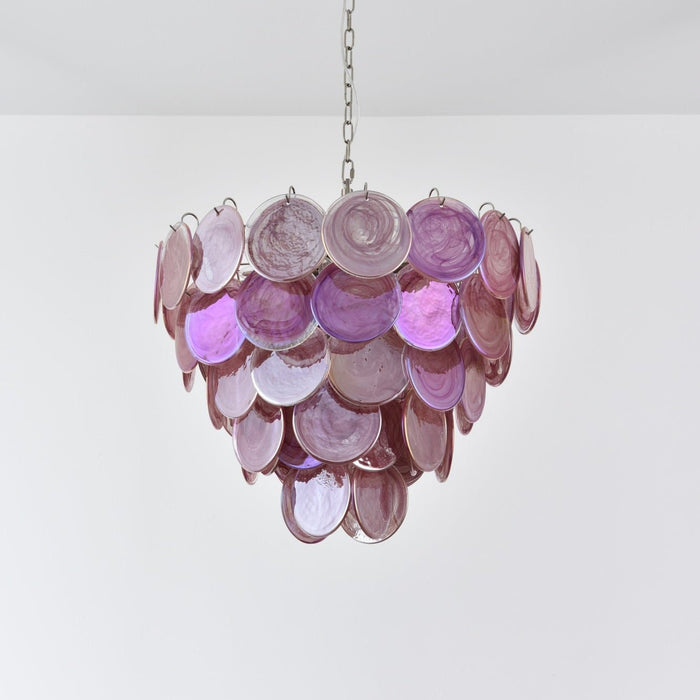Pink Glass Disc Chandelier Vakkerlight