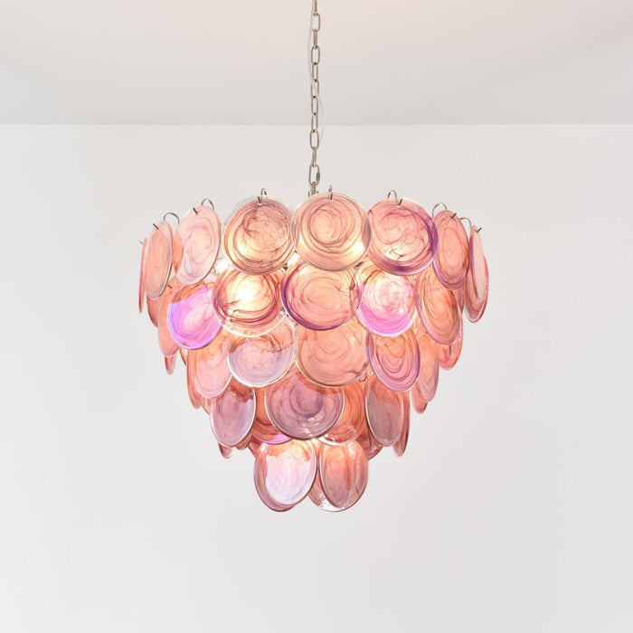 Pink Glass Disc Chandelier Vakkerlight