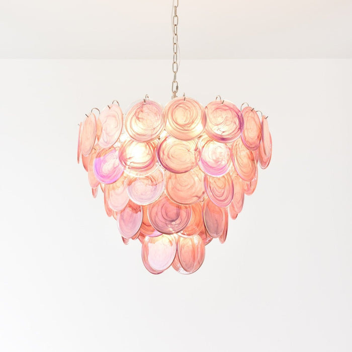Pink Glass Disc Chandelier Vakkerlight