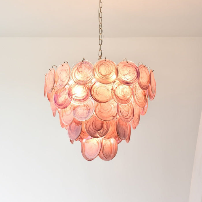 Pink Glass Disc Chandelier Vakkerlight