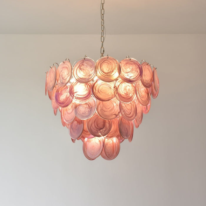 Pink Glass Disc Chandelier Vakkerlight
