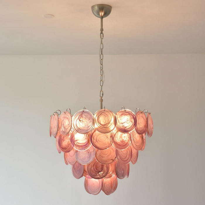 Pink Glass Disc Chandelier Vakkerlight