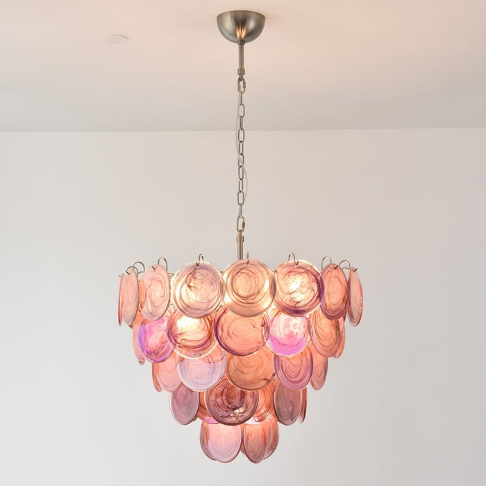 Pink Glass Disc Chandelier Vakkerlight