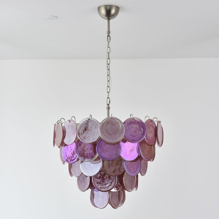 Pink Glass Disc Chandelier Vakkerlight