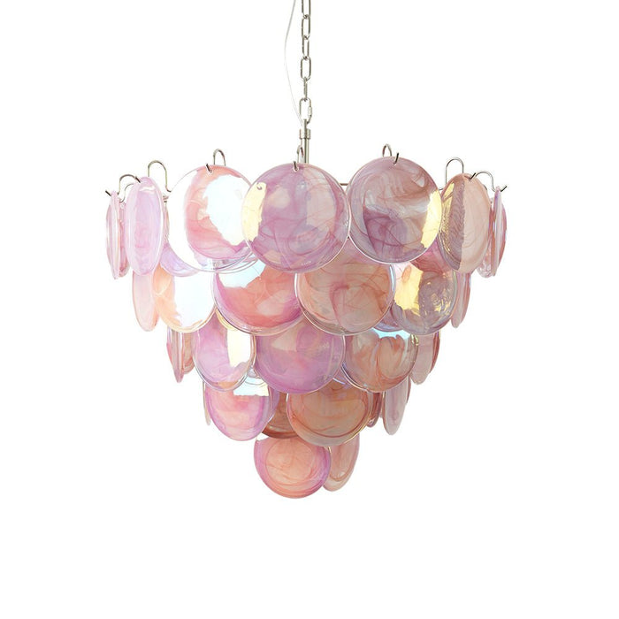 Pink Glass Disc Chandelier Vakkerlight