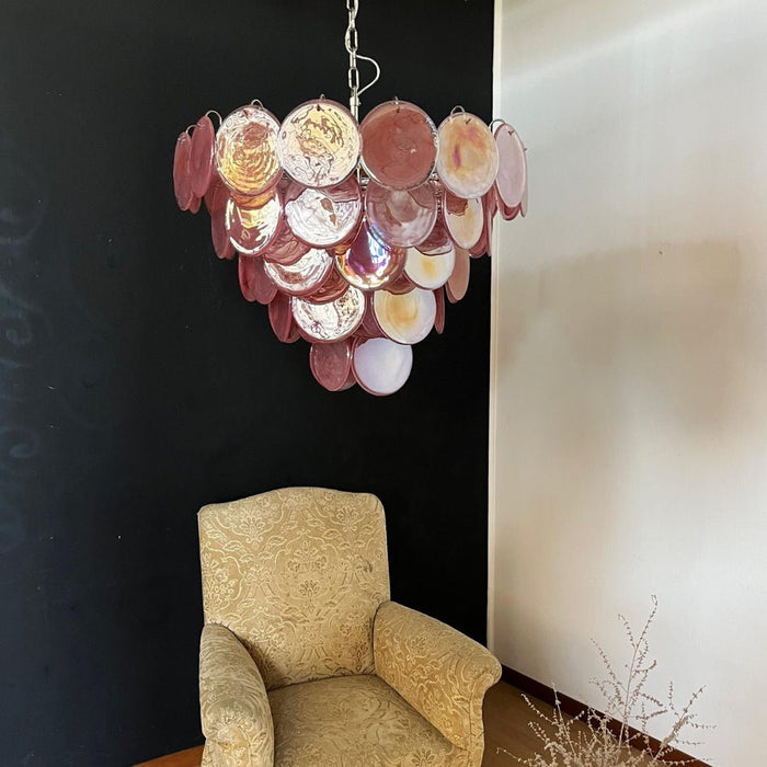 Pink Glass Disc Chandelier Vakkerlight