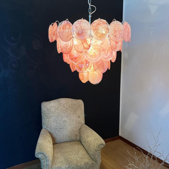 Pink Glass Disc Chandelier Vakkerlight