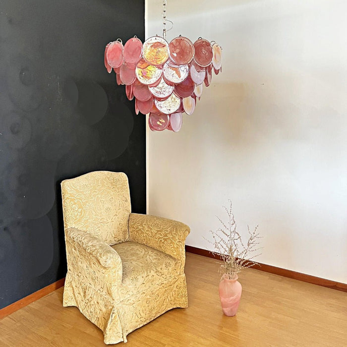 Pink Glass Disc Chandelier Vakkerlight