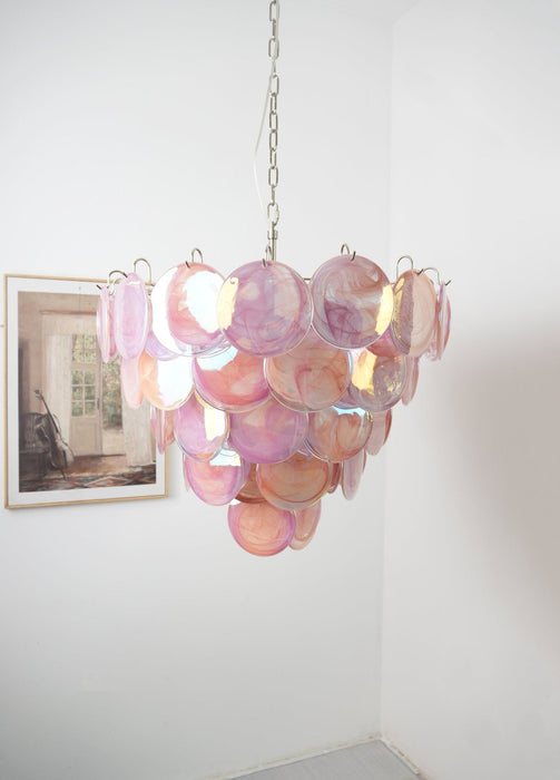 Pink Glass Disc Chandelier Vakkerlight