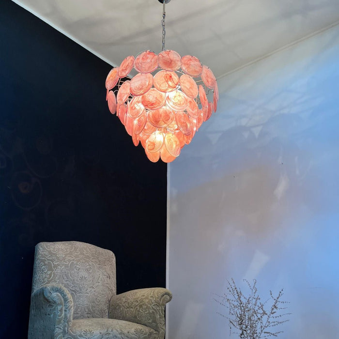 Pink Glass Disc Chandelier Vakkerlight