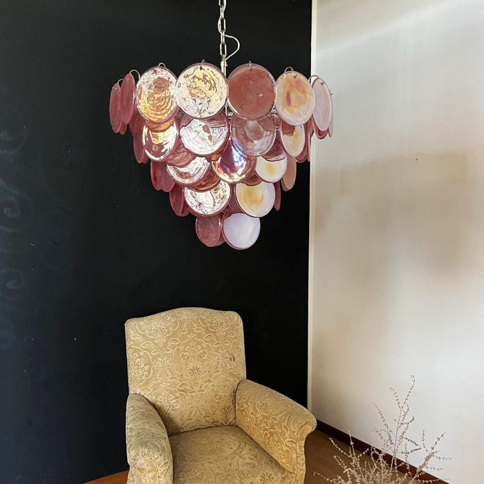 Pink Glass Disc Chandelier Vakkerlight