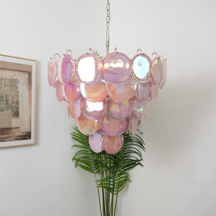Pink Glass Disc Chandelier Vakkerlight