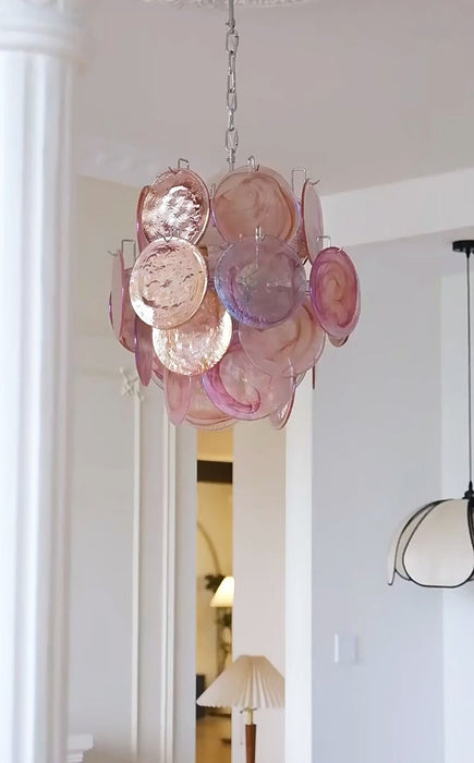 Pink Disc Glass Chandelier Vakkerlight