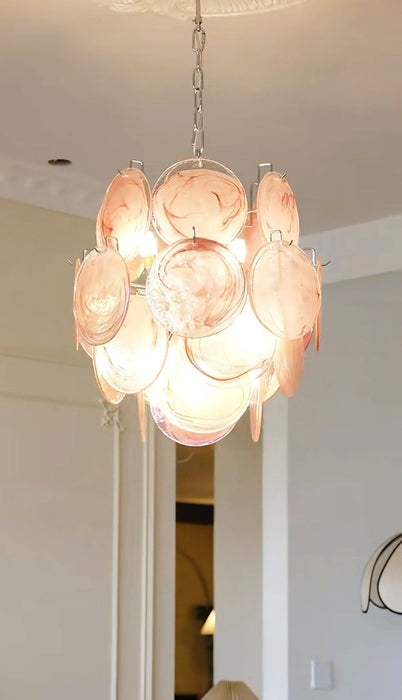 Pink Disc Glass Chandelier Vakkerlight