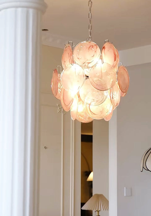 Pink Disc Glass Chandelier Vakkerlight